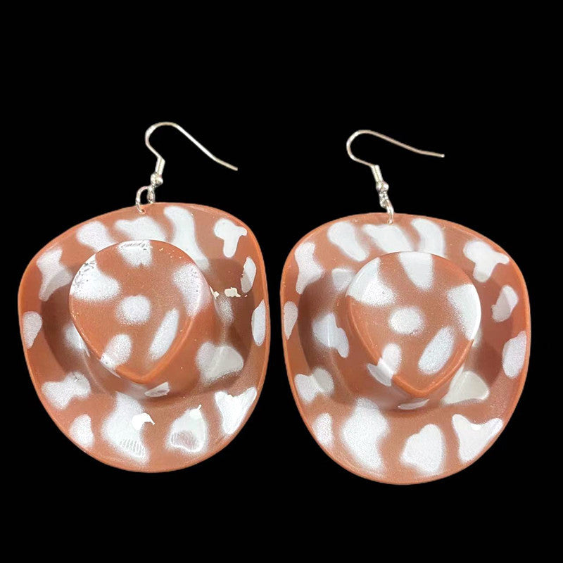 Wholesale Western Cowboy Hat Resin Earrings